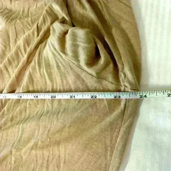 Taupe Tan Drape Front Blouse XL Long Sleeve Soft Neutral Minimalist Chic - Picture 5 of 8